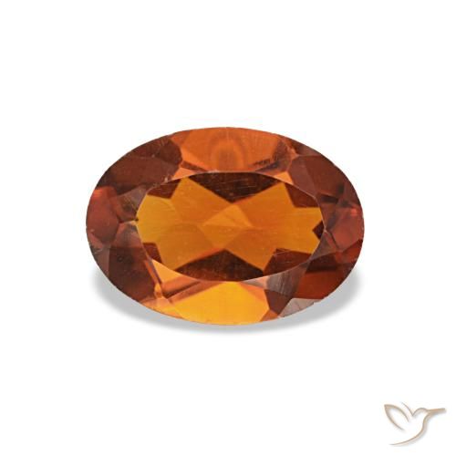 Citrine orange rougeâtre naturelle coupe ovale, 0,63 ct, VS