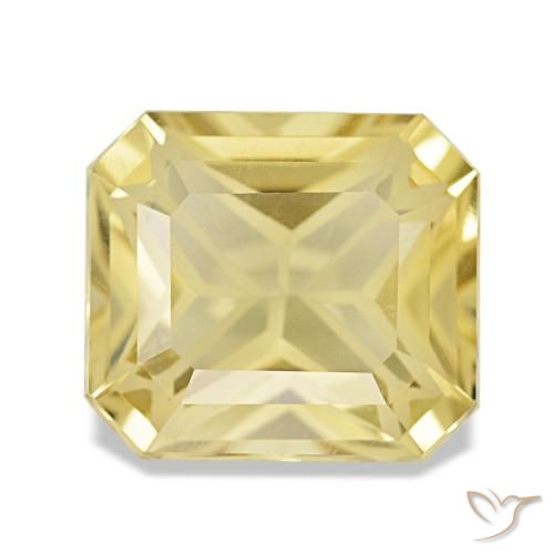 Citrine jaune naturelle taille émeraude, 3,23 ct, VVS