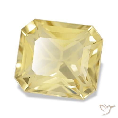 Citrine jaune naturelle taille émeraude, 3,23 ct, VVS