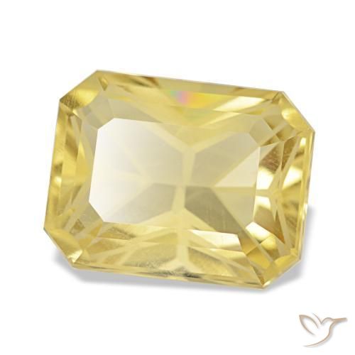 Citrine jaune naturelle taille émeraude, 3,56 ct, VVS