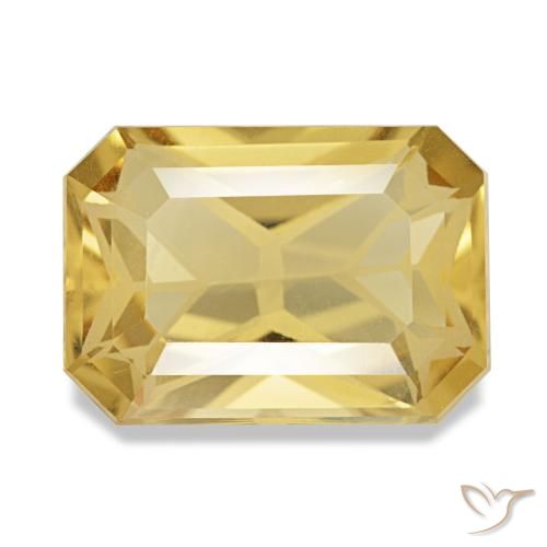 Citrine jaune naturelle taille émeraude, 3,50 ct, VVS