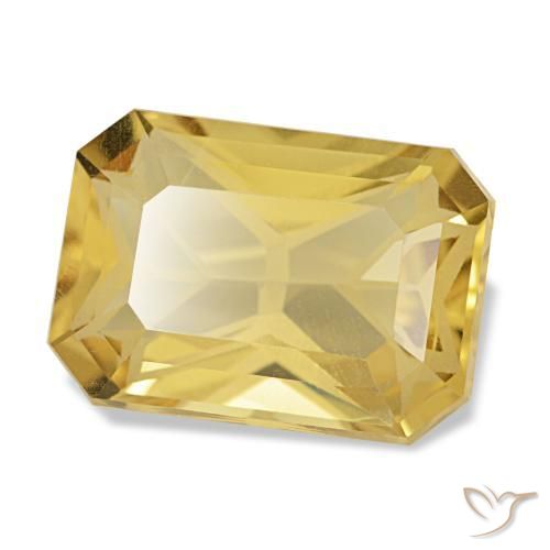 Citrine jaune naturelle taille émeraude, 3,50 ct, VVS