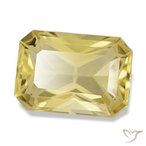Citrine jaune naturelle taille émeraude, 5,62 ct, VVS