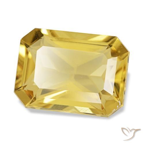 Citrine jaune naturelle taille émeraude, 4,59 ct, VS