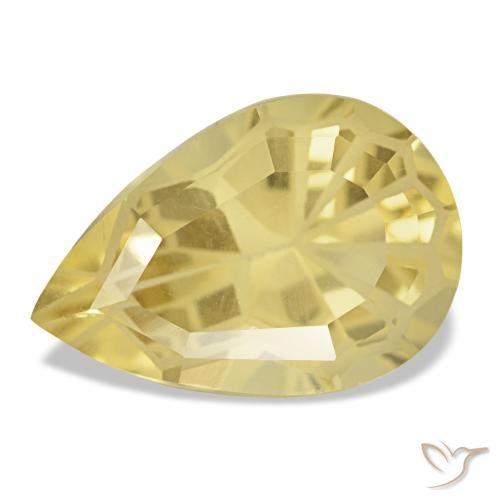 Citrine jaune naturelle en forme de poire, 4,60 ct, VS