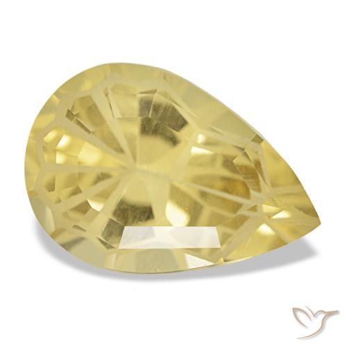 Citrine jaune naturelle en forme de poire, 4,60 ct, VS