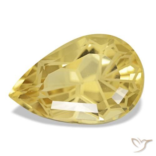 Citrine jaune naturelle en forme de poire, 4,83 ct, VS