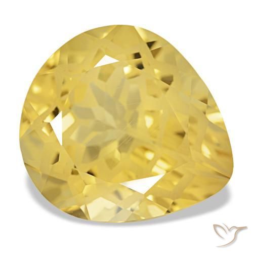 Citrine jaune naturelle en forme de poire, 11,59 ct, VVS-VS