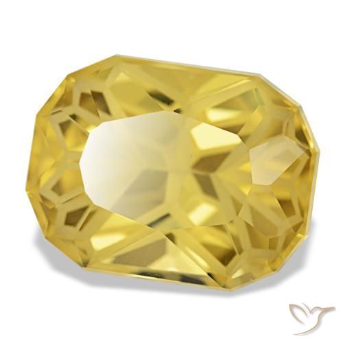 Citrine jaune naturelle coupe coussin, 12,35 ct, VVS-VS
