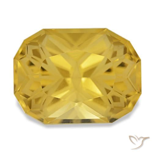 Citrine jaune naturelle coupe coussin, 12,45 ct, VVS-VS
