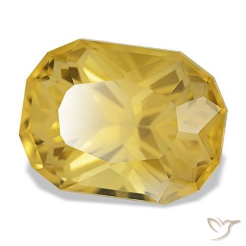Citrine jaune naturelle coupe coussin, 12,45 ct, VVS-VS