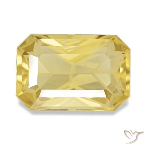 Citrine jaune naturelle taille émeraude, 3,88 ct, VVS-VS