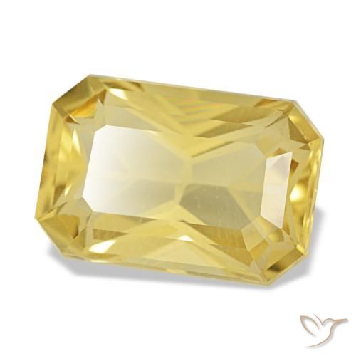 Citrine jaune naturelle taille émeraude, 3,88 ct, VVS-VS