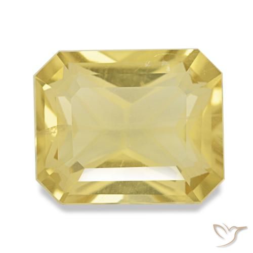 Citrine jaune naturelle taille émeraude, 4,19 ct, VVS-VS