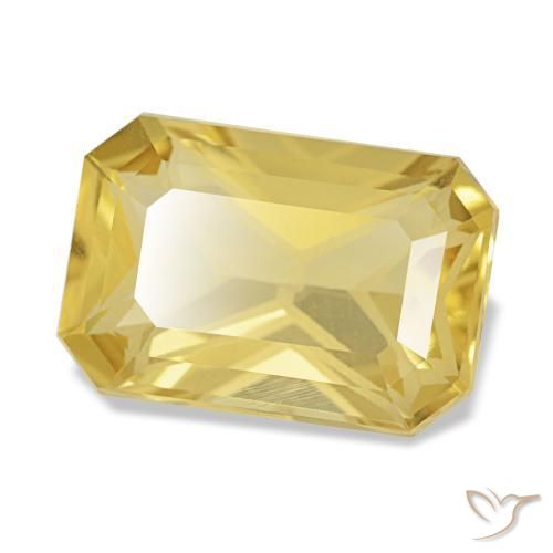 Citrine jaune naturelle taille émeraude, 3,72 ct, VVS-VS