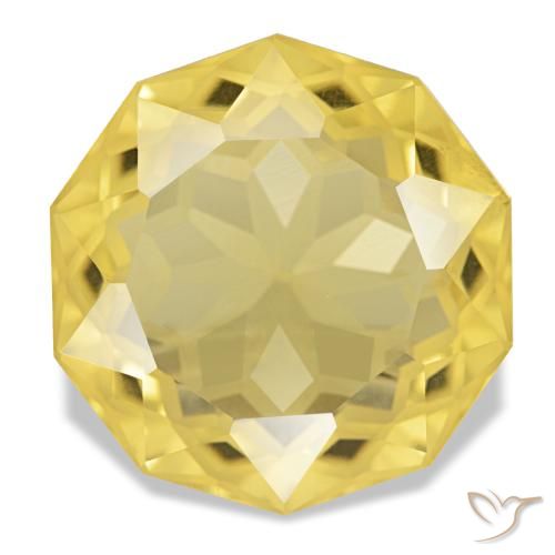 Citrine jaune naturelle coupe roude, 15,00 ct, VVS