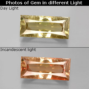 Diaspore à changement de couleur  naturelle baguette, 3,79 ct, VS-SI