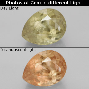Diaspore à changement de couleur  naturelle en forme de poire, 3,69 ct, SI