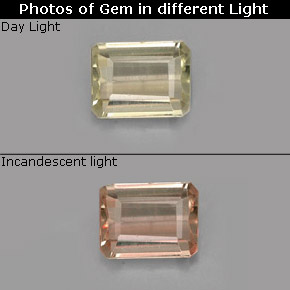 Diaspore à changement de couleur  naturelle taille émeraude, 0,84 ct, VS