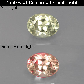 Diaspore Couleur Changeant Vert / rose naturelle Coupe ovale, 0.77 ct, VS