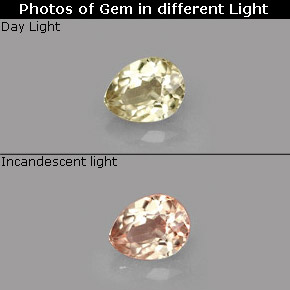 Diaspore à changement de couleur  naturelle en forme de poire, 0,58 ct, VS