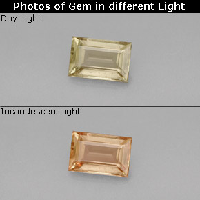 Diaspore Couleur Changeant Vert / rose naturelle Baquette, 0.86 ct, VS-SI