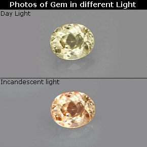 Diaspore à changement de couleur  naturelle coupe ovale, 0,59 ct, VS
