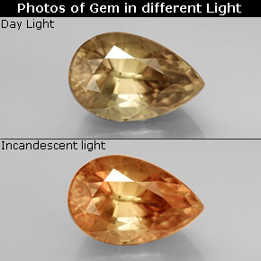 Diaspore à changement de couleur  naturelle en forme de poire, 3,78 ct, SI