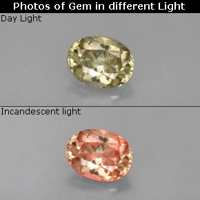 Diaspore à changement de couleur  naturelle coupe ovale, 0,84 ct, VVS-VS