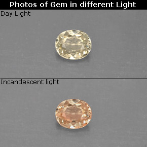 Diaspore à changement de couleur  naturelle coupe ovale, 0,47 ct, VVS-VS