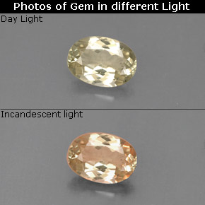 Diaspore à changement de couleur  naturelle coupe ovale, 0,78 ct, VVS-VS
