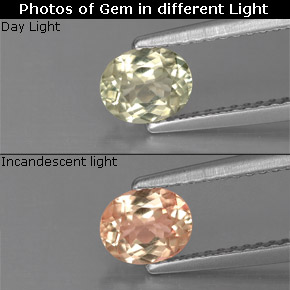 Diaspore à changement de couleur  naturelle coupe ovale, 0,64 ct, VVS-VS