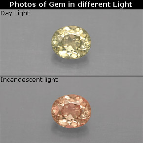 Diaspore à changement de couleur  naturelle coupe ovale, 0,69 ct, VS
