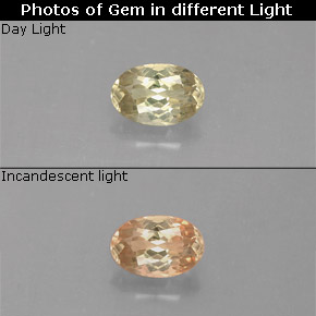 Diaspore à changement de couleur  naturelle coupe ovale, 0,54 ct, VS