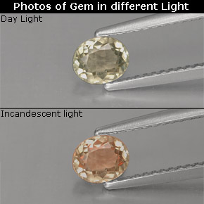 Diaspore à changement de couleur  naturelle coupe ovale, 0,63 ct, VS