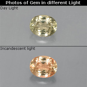 Diaspore à changement de couleur  naturelle coupe ovale, 0,82 ct, VS