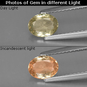 Diaspore à changement de couleur  naturelle coupe ovale, 0,68 ct, VS