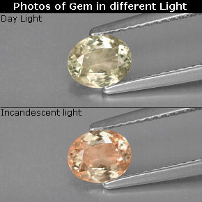 Diaspore à changement de couleur  naturelle coupe ovale, 0,67 ct, VS