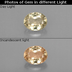 Diaspore à changement de couleur  naturelle coupe ovale, 0,73 ct, VS