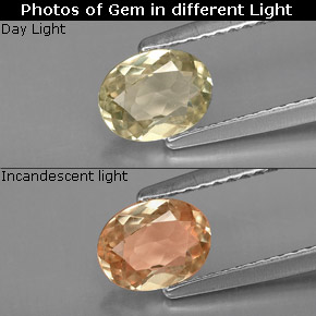 Diaspore à changement de couleur  naturelle coupe ovale, 0,77 ct, VS