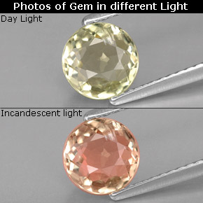 Diaspore à changement de couleur  naturelle coupe roude, 1,12 ct, VS
