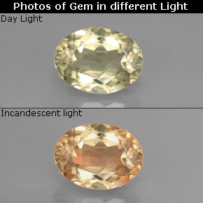 Diaspore Couleur Changeant Vert / rose naturelle Coupe ovale, 1.56 ct, VS