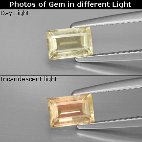 Diaspore à changement de couleur  naturelle baguette, 0,86 ct, VS-SI