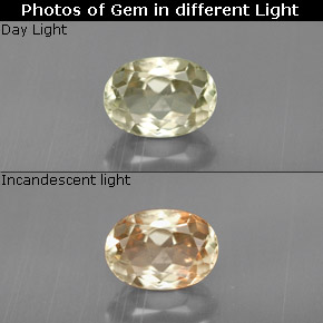 Diaspore à changement de couleur  naturelle coupe ovale, 0,95 ct, VS