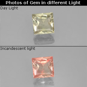 Diaspore à changement de couleur  naturelle carré, 0,76 ct, VS-SI