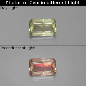 Diaspore à changement de couleur  naturelle taille émeraude, 0,78 ct, VS