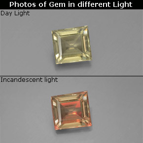 Diaspore à changement de couleur  naturelle carré, 0,97 ct, VS