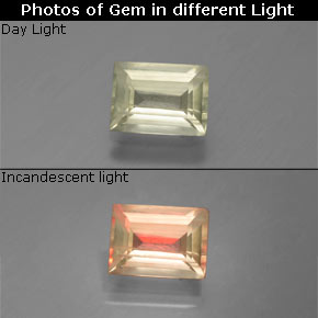 Diaspore Couleur Changeant Vert / rose naturelle Baquette, 1.05 ct, VS