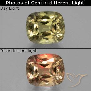 6.65ct Naturel Jaune brunâtre Diaspore Couleur Changeant, Coussin, VS-SI