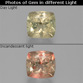 Diaspore Couleur Changeant Vert / rose naturelle Coupe coussin, 1.74 ct, VS-SI